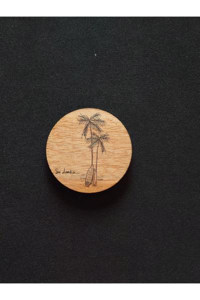 Wooden Fridge magnet - Coconut trees & Surf Board 